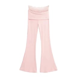 Sweet Cool Style Lace Patchwork Micro Flared Pants Women's 2026 Summer New Style Rolled Edge High Waist Slim Long Pants 0XPD
