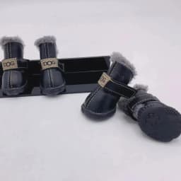 4Pcs Warm PU Dog Shoes Pet Winter Snow Boots Soft Waterproof Small Dog Shoes Plush Non Slip Soft Dog Boot Dogs Accessories