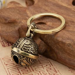 Brass Gourmet Bell Keychain Facebook Golden Toad Dragon Head Key Chain Pure Copper Keychain Bell Braided Rope Pendant DIY Pet