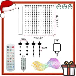 256/400LEDs Smart Curtain Lights Curtain String Lights Dynamic DIY Color Changing Pattern Text APP Remote for Home Party Decor