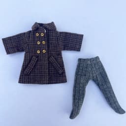 New Ob11 Clothes Plaid Windbreaker Coat Long Coat Pants Doll Warm Clothing For Molly,Gsc Body, Ymy, P9, Obitsu11, 1/12 Bjd Doll