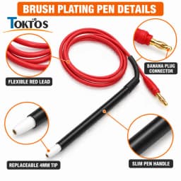 TOKTOS Brush Plating Pen Kit with 10 Replacement Tips 20-44mm Jewelry Gold Silver Electroplating Repair Pen Accessories