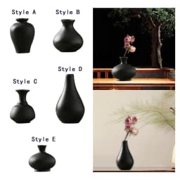 Decorative Ceramic Vase Art Vase Classic Black Container for Desk Bookshelf Living Room Table Centerpiece Decor