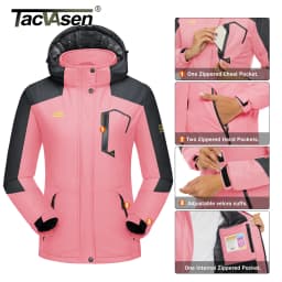TACVASEN Winter Ski Snowboard Jacket Womens Waterproof Thermal Heavy Fleece Jackets Casual Work Rain Work Coat Windbreaker Parka