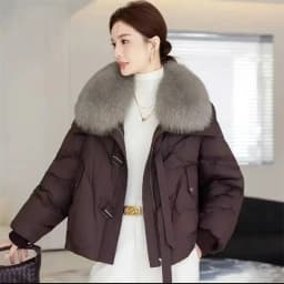 Large Fur Collar And Thick Cotton Jacket For Women In Winter 2025 Fashionable And Loose Warm Short Jacket Outwear