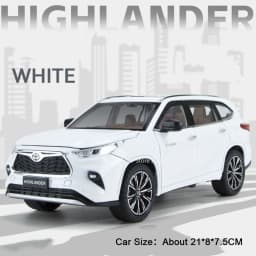 1:24 Scale Highlander RAV4 Toy Model Miniature Cars Alloy Diecast Sound Light Doors Opened Pull Back Shock Absorption Boys Gifts