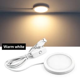 Small USB Power Round LED Night Light Button Switch LED Puck Ceiling Lights Reading Night Lamp Three Light Colors Available