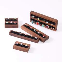 Walnut and Beech Wood Ring Display Tray, Fashionable High-end Accessory Display Stand Holder, Black Beige Ring Storage Rack