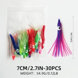 ShareShark 30pcs/bag 20 Mixed Color Glowing Squid Fishing Lure Soft Rubber Octopus Skirt Bait for Sea Bass Tuna Carp