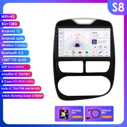 10.1" Hizpo 2Din Android Car Radio for Renault Clio 2012 - 2019 Snapdragon 6115 GPS Navi DSP RDS SWC 4G BT Auto CarPlay 360°CAM