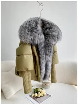 Female Large Fox Fur Collar Outerwear Thick Warm Fur Real Fur Coat Winter Jacket Women White Duck Down Jackets Hooded