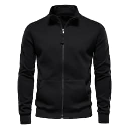 AIOPESON Brand Mens New Cotton-blend Solid Zip Up Sweatshirts Casual Sport Cardigan Jacket Sweatshirt for Men