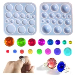Round Gem Patch Rings Bracelet Silicone Mold Keyring Pendant Handmade Mold DIY Rings Pendant Jewelry for Valentines Gift Craft