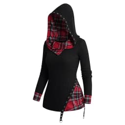 Tribal Geometric Stripe Panel Hooded Knit Top Long Sleeve Mock Button Knitted Women Casual Ethnic Top With Hood