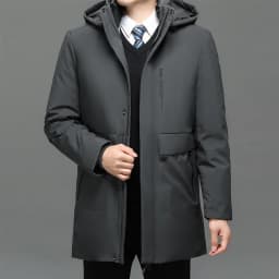 2PC Waterproof Windproof NEW -40 Degrees Top Quality White Duck Down Jacket Business Men Thick Winter Big Hood Collar Warm Parka