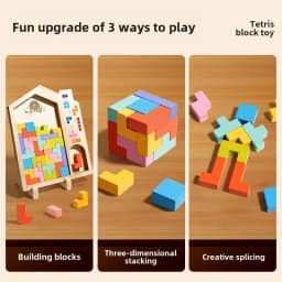 3D Colorful Building Blocks Puzzle Game Children Tangram Intelligence Early Education Montessori Educational Tabletop Games