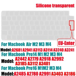 Keyboard Cover for MacBook M4 M3 M2 Pro/Max Chip MacBook Air 15.3"/13.6" A3240/A3241/A2941 Pro 14"/16" A2992/A2779/A2991/A2918