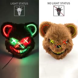 Hot Bloody Rabbit Bear Luminous LED Mask Halloween Horror Bunny Mask Carnival Party Props Cosplay Dress Up Headgear
