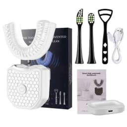 U-shaped 360-degree Ultrasonic Electric Toothbrush for Cleaning, with USB Charging and Nylon Bristles, Teeth Whitening Set