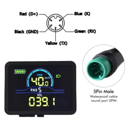 UART2 P5C Electric Bike Colorful LCD Display Meter 24V-60V SM/Waterproof Connection Plug Ebike intelligent Display With USB