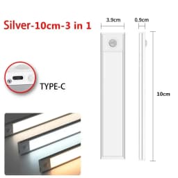 LED Motion Sensor Light Under Counter Lighting Wireless USB Rechargeable Kitchen Night Lights Magnetic 3-Colors Bedroom Lighting