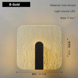 New Light Luxury Acrylic Wall Lamp AC90-260V Staircase Hallway Background Wall Living Room Bedroom Bedside Minimalist Wall Lamp