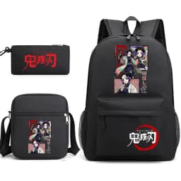 Demon Slayer Anime Print School Backpack Set 3Pcs with Shoulder Bag Pencil Case for Boys Girls