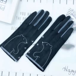 Winter Female Single Layer Warm Cashmere Full Finger Button Cycling Mittens Women Suede Leather Touch Screen Driving Gloves J23