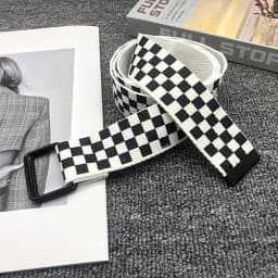 Classic Black and White Checkered Canvas Belt Men and Women Universal Fashion Versatile Student Sport Accessories Versatile Belt