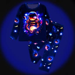 Spring Autumn Boys Pajama Set Dinosaur Astronaut Fire Truck Print Kids Loungewear