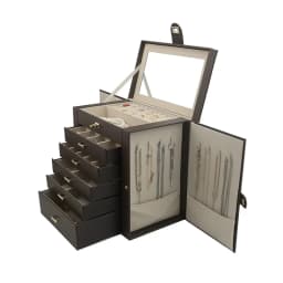 New Large Capacity 6 Layers Jewelry Box with Mirror Leather Earrings Rings Necklaces Jewelry Storage Box Organzers 5 Drawer Gift