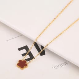 Double Sided Hot Selling 15mm Plant Five Leaf Flower Plum Blossom Pendant Necklace For Women's Stainless Steel Clover