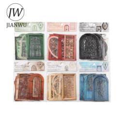 JIANWU Vintage Baroque Window Landscape Material Collage Scrapbooking PET Sticker Creative DIY Journal Stationery