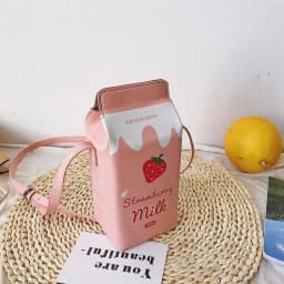 Portable Women Funny Milk Box Shape Shoulder Bag Phone  Crossbody Pouch Female Crossbody Bag Daily Shoulder Bag Ladies Bags