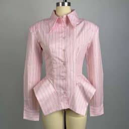 Women's Spring Summer Lapel Striped Fitted Asymmetrical Hem Shirt Casual Office Date 2026 New Trendy Feminine Fashion Shirt
