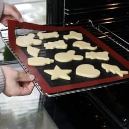 Reusable Perforated Silicone Baking Mat & Steaming Mesh, Non-Stick Oven Liner with Eclair & Round Choux Puff Pattern for Cookies