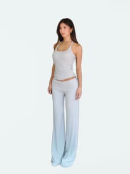 Women Folded Low Waist Cotton Jersey Foldover Pant Soot