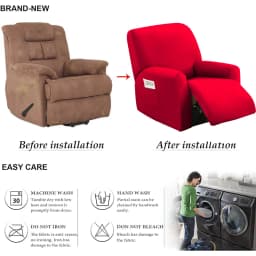 Water-resistant Recliner Covers with Pockets Stretch Reclining Chair Covers Sofa Couch Covers Furniture Protector for Pet Kids