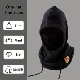 Unisex Winter Balaclava Knit Hood - Windproof Mask with Drawstring Motorcycle Riding Headgea Warm Knitted Cap Cold Weather