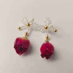 Unique Red Rose Earrings Epoxy Resin Natural Rose Flower Earrings Elegant Immortal Rose Drop Earrings Wholesale Custom Packaging