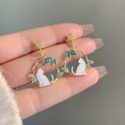 32 Style Colorful Enamel Cartoon Cute Rabbit Fox Ear Clips Funny Cat Bear Long Clip on Earrings Without Piercing for Women Girls