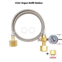 CO2 Cylinder Refilling Station for Sodastream Charging Adapter 1.5m Steel Braided Hose W21.8-14|DIN477|CGA320