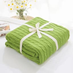Battilo Cotton Knitted Throw Blanket Soft Cozy Cable Knit Sofa Throws Large Heavyweight Decorative Blanket for Twin Queen Bed