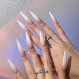 24PCS Dark Blue Butterfly Y2k False Nails Spicy Girls Gradient French Pointed Fake Nails Press On Long Stiletto Artificial Nails