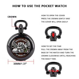 Motorcycle Dome Glass Pocket Watch Arabic Numerals Dial Vintage Women Necklace Pendant Clock Men's Watches Relojes De Bolsillo
