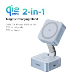 UGREEN Qi2/Qi Magnetic Wireless Charger Stand 15W 2-in-1 Charging Stand For iPhone 16 17 Pro Max/AirPods Fast Charging