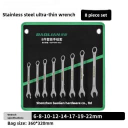 3mm Ultra-thin Open Box Dual-purpose Wrench Set 6-24mm Stainless Steel Spanner Metric Ratcheting Combination Wrench Kit with Bag