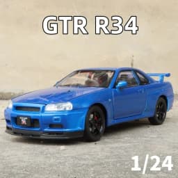 1:24 Nissan GTR R34 Skylin Fast & Furious Alloy Car Model Sound and Light Pull Back Children's Toy Collectibles Birthday gift