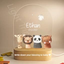 Customized Baby Birth Night Light Personalized Name Animal Bear Bunny Rabbit with USB Lamp for Bedroom Birthday Christmas Gift