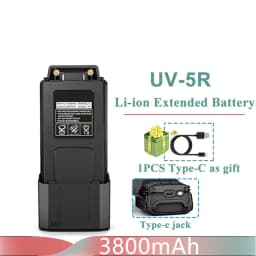 Baofeng UV 5R Battery Type-C Charger Thicker 3800mAh BL-5 For Walkie Talkie Radio UV-5RC UV-5RE BF-F8 BF-F8HP GT-5R BF-F9 UV-5X3